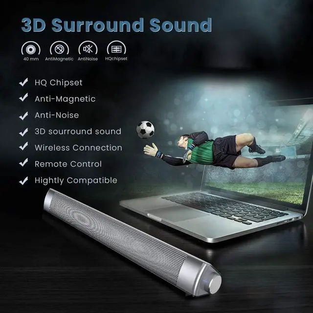 Alt view image 7 of 7 - VersionTECH. PC Soundbar Wired & Wireless Bluetooth Computer Speakers with Remote Control,Portable USB Home Theater Stereo Sound Bar for Desktop Laptop TV Cellphone MP4 [RCA, AUX]