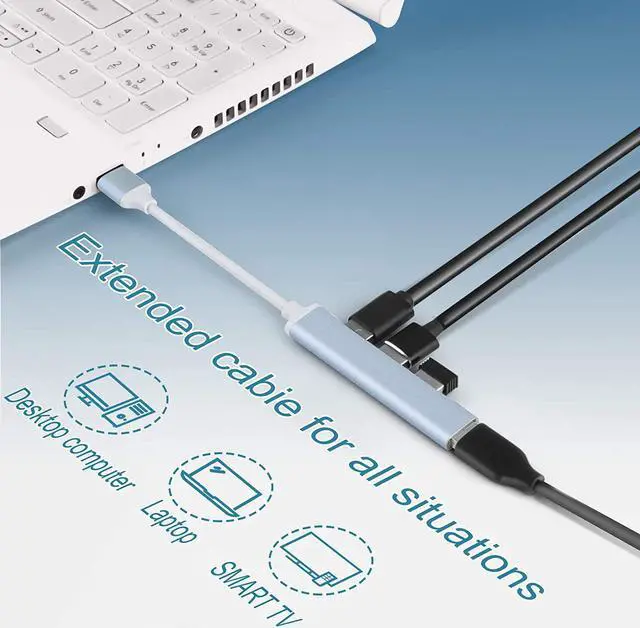 Alt view image 6 of 7 - USB Hub Port Splitter: USB Port Expander - USB 3.0 Hub USB Dongle Multiport for Laptop PC  HP (4-Port)