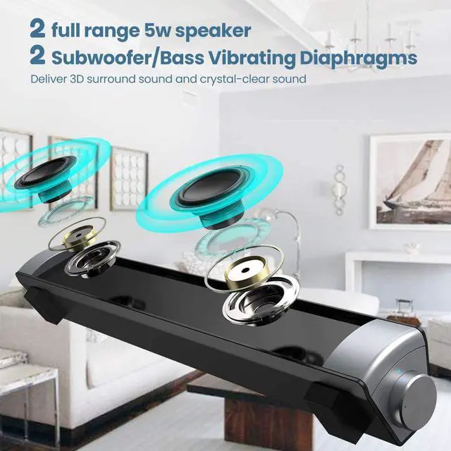 Alt view image 3 of 7 - VersionTECH. PC Soundbar Wired & Wireless Bluetooth Computer Speakers with Remote Control,Portable USB Home Theater Stereo Sound Bar for Desktop Laptop TV Cellphone MP4 [RCA, AUX]