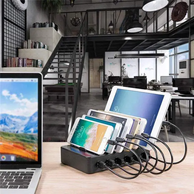 Alt view image 5 of 6 - Fast Charging Station for Multiple Devices,50W 6 USB Ports Family Charger Compatible with Apple iPhone iPad and Android Phone and Tablet