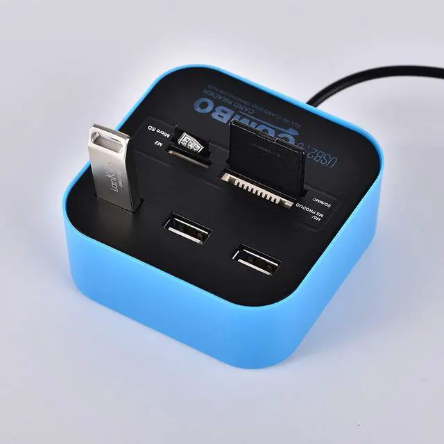 Alt view image 3 of 5 - YFDSPSM Blue USB Splitter Memory Card Reader USB sd Card Reader Card Reader for Camera Memory Card Micro sd Reader Card Reader 7 in 1