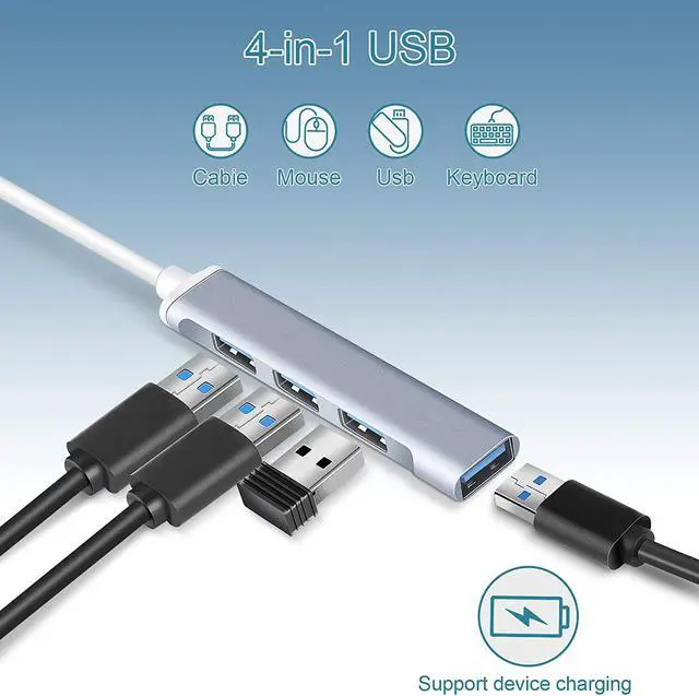 Alt view image 2 of 7 - USB Hub Port Splitter: USB Port Expander - USB 3.0 Hub USB Dongle Multiport for Laptop PC  HP (4-Port)