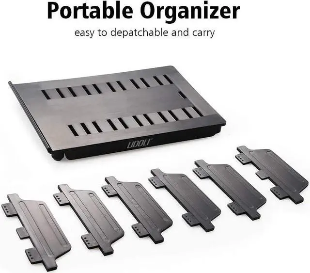 Alt view image 5 of 7 - Adjustable Universal Multi Device Organizer Dock Stand Holder, Tablet Cell Phone Desktop Stand for iPhone Samsung Galaxy Google Nexus Kindle (Black)- No Charging Port