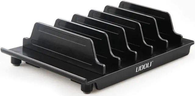 Main image of Adjustable Universal Multi Device Organizer Dock Stand Holder, Tablet Cell Phone Desktop Stand for iPhone Samsung Galaxy Google Nexus Kindle (Black)- No Charging Port