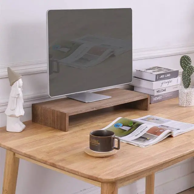 Alt view image 3 of 7 - KIRIGEN Monitor Stand Wooden -Desk stand wood for Computer / Laptop/ TV Printer - Monitor Arms & Stands Desk Riser for Office Organizers -Desktop Workspace (59,Dark Brown)
