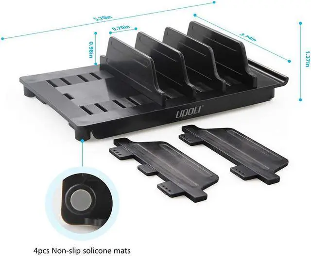 Alt view image 2 of 7 - Adjustable Universal Multi Device Organizer Dock Stand Holder, Tablet Cell Phone Desktop Stand for iPhone Samsung Galaxy Google Nexus Kindle (Black)- No Charging Port