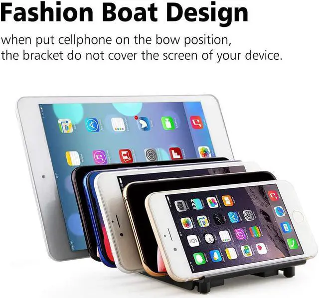 Alt view image 6 of 7 - Adjustable Universal Multi Device Organizer Dock Stand Holder, Tablet Cell Phone Desktop Stand for iPhone Samsung Galaxy Google Nexus Kindle (Black)- No Charging Port