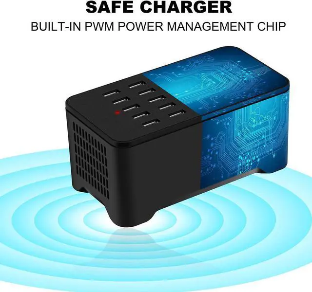 Alt view image 4 of 7 - 25 Ports USB Charger, 125W 25A Desktop USB Charging Station with iSmart Multiple Port, Compatible iPhone Xs Max XR X 8 7 Plus, iPad Pro Air Mini, Galaxy S9 S8 S7 Edge, Tablet and More (Black)