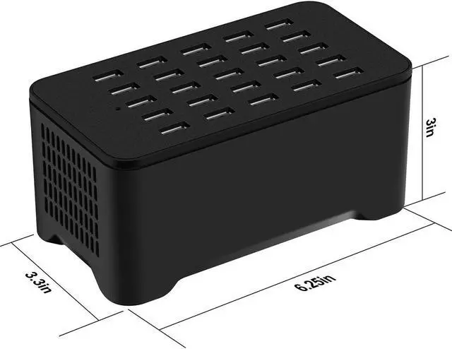Alt view image 2 of 7 - 25 Ports USB Charger, 125W 25A Desktop USB Charging Station with iSmart Multiple Port, Compatible iPhone Xs Max XR X 8 7 Plus, iPad Pro Air Mini, Galaxy S9 S8 S7 Edge, Tablet and More (Black)