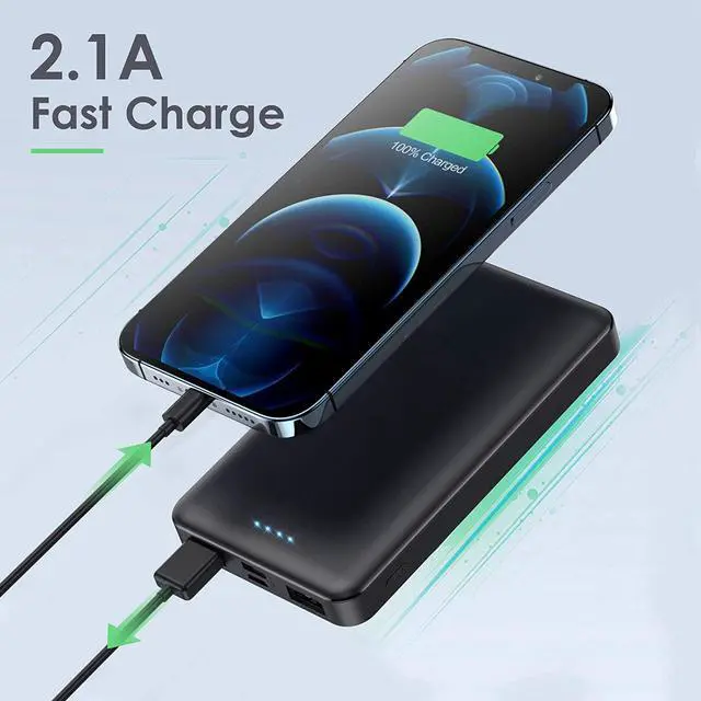 Alt view image 2 of 7 - [2 Pack]Portable Charger Power Bank 10000mAh,Ultra Slim Portable Phone Charger with USB C Input & 2 Output Backup Charging External Battery Pack Compatible with iPhone 16/15/14/13/12,Android Phone etc