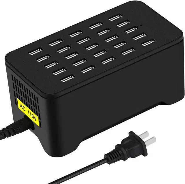 Main image of 25 Ports USB Charger, 125W 25A Desktop USB Charging Station with iSmart Multiple Port, Compatible iPhone Xs Max XR X 8 7 Plus, iPad Pro Air Mini, Galaxy S9 S8 S7 Edge, Tablet and More (Black)