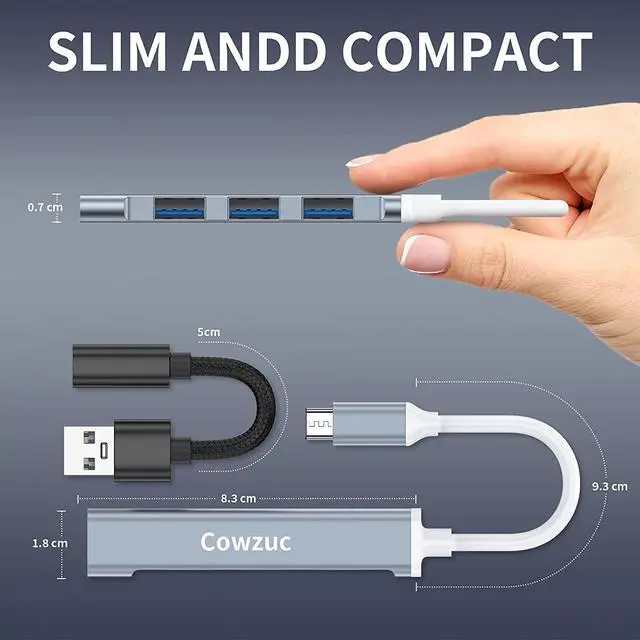 Alt view image 3 of 7 - USB C Hub 4-in-1 USB Hub Adapter, Compatible with iPad Pro,MacBook,iMac,Surface,XPS,PC (Silver Black)