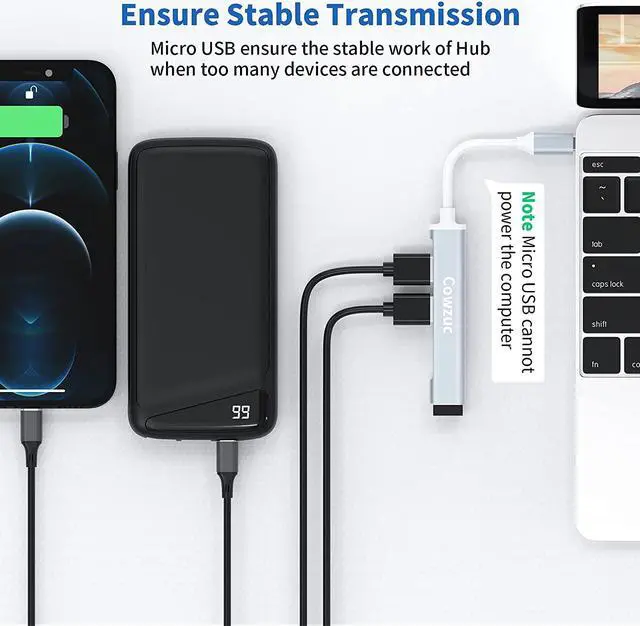 Alt view image 6 of 7 - USB C Hub 4-in-1 USB Hub Adapter, Compatible with iPad Pro,MacBook,iMac,Surface,XPS,PC (Silver Black)