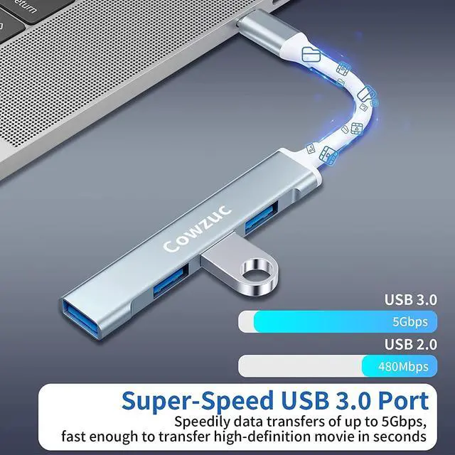 Alt view image 7 of 7 - USB C Hub 4-in-1 USB Hub Adapter, Compatible with iPad Pro,MacBook,iMac,Surface,XPS,PC (Silver Black)
