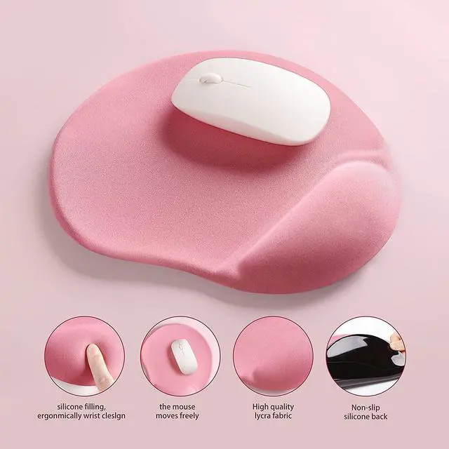 Alt view image 4 of 7 - Mouse Pad with Wrist Support - Mousepad Ergonomic Gaming Desktop Gel Mouse Pad-Non Slip Mousepad Wrist Rest for Office- Mouse Pad Gaming Rubber Base for Laptop Computer (Pink)