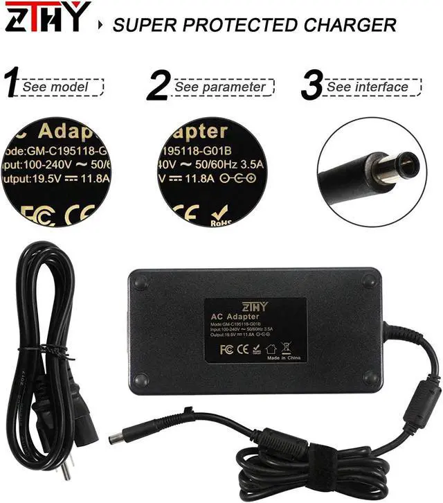 Alt view image 3 of 7 - HP 230W Laptop Charger 19.5V 11.8A 7.4X5.0mm AC Adapter Power Supply for HP Zbook 15 G1 G2 17 G2 Omen 17-an000 17-AN013na 17-w109ng EliteBook 8560P 8540w 8740w 8750w ProBook 6360B 6465B 6570B