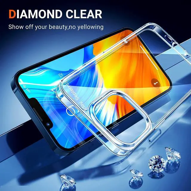 Alt view image 5 of 7 - iPhone 13 Pro Max Case New Upgraded [Diamond Clear Military] Shockproof iPhone 13 Pro Max Phone Case [5.0 X-Shock Military Grade Protective] Non-Yellowing Case iPhone 13 Pro Max 6.7'' - Clear