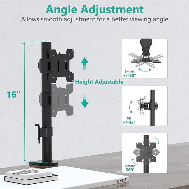Alt view image 3 of 7 - WALI Single Monitor Mount, Monitors Desk Mount, Single Monitor Arm Holds Screen Up to 32inch, 22lbs, Fully Adjustable Mount Designed for Home Office Application(M001S), Black