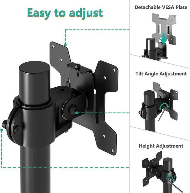 Alt view image 5 of 7 - WALI Single Monitor Mount, Monitors Desk Mount, Single Monitor Arm Holds Screen Up to 32inch, 22lbs, Fully Adjustable Mount Designed for Home Office Application(M001S), Black