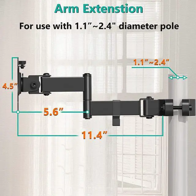 Alt view image 2 of 7 - WALI Single Monitor Arm Mount, Fully Adjustable 2 Tier with 75mm and 100mm Universal Plate (011ARM), Black