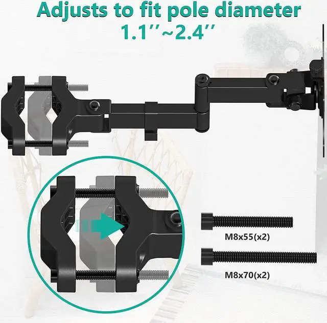 Alt view image 5 of 7 - WALI Single Monitor Arm Mount, Fully Adjustable 2 Tier with 75mm and 100mm Universal Plate (011ARM), Black