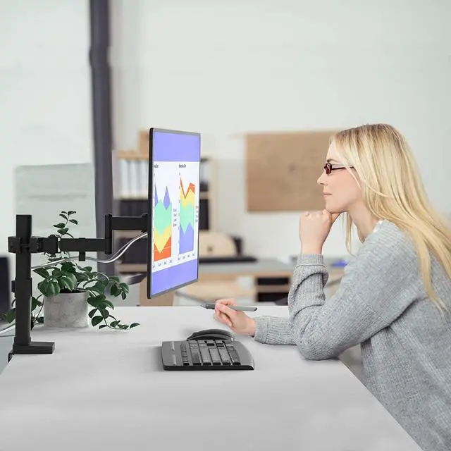 Alt view image 7 of 7 - WALI Single Monitor Arm Mount, Fully Adjustable 2 Tier with 75mm and 100mm Universal Plate (011ARM), Black