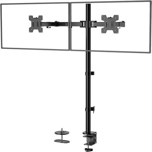 Main image of WALI Extra Tall Dual LCD Monitor Fully Adjustable Desk Mount Fits 2 Screens up to 27 inch, 22 lbs. Weight Capacity per Arm (M002XL), Black