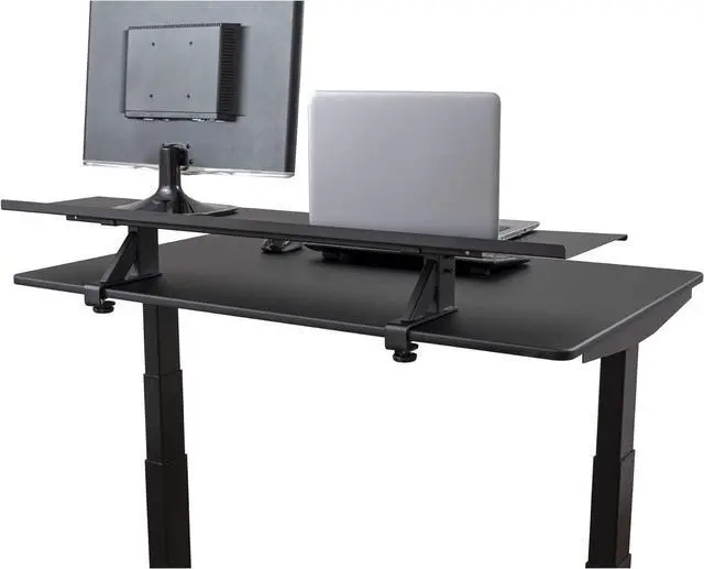 Alt view image 4 of 7 - Stand Up Desk Store Clamp-On Adjustable Height Desk Shelf Monitor Stand (48" Wide)