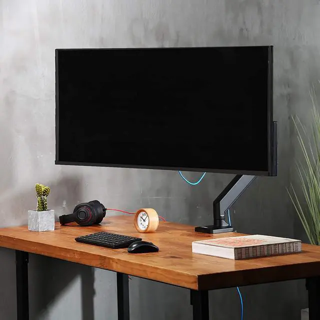 Alt view image 4 of 7 - AVLT Single 13"-43" Monitor Arm Desk Mount fits One Flat/Curved/Ultrawide Monitor Full Motion Height Swivel Tilt Rotation Adjustable Monitor Arm - Black/VESA/C-Clamp/Grommet/Cable Management