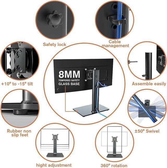 HEMUDU HT05B-001 Single LCD Computer Monitor Free-Standing Desk