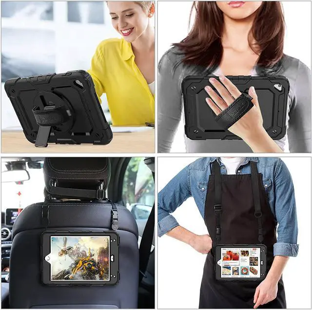 Alt view image 4 of 7 - Case for iPad Mini 5/4 with Screen Protector Pencil Holder [360 Rotating Hand Strap] & Stand Drop-Proof Case for iPad Mini 5th/4th Generation 7.9 inch (Black)