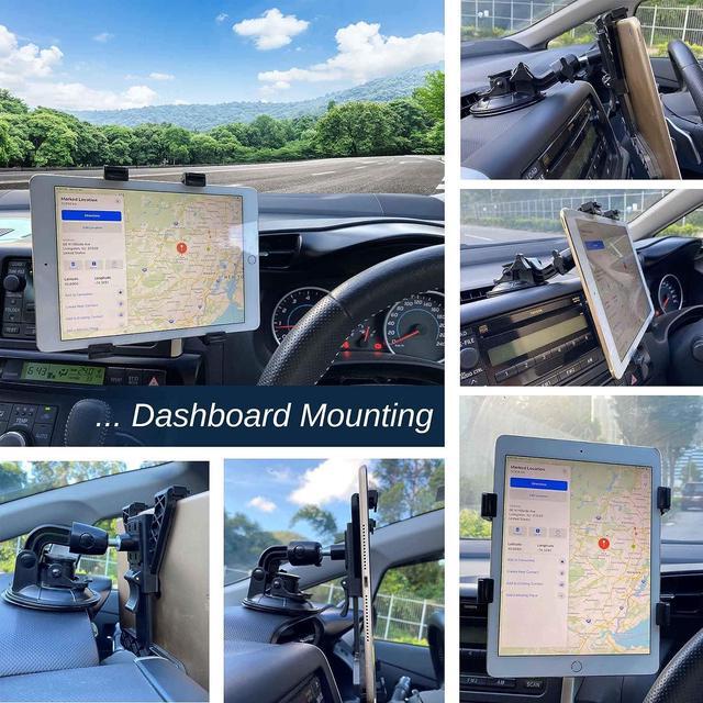 Alt view image 4 of 7 - 3-in-1 Heavy Duty Dashboard Tablet Holder for Car Windshield Suction Cup Car Mount & Air Vent Mount for Truck Car for iPad Pro iPad Mini Galaxy Tab for All iPad 6- 12.9 Tablets