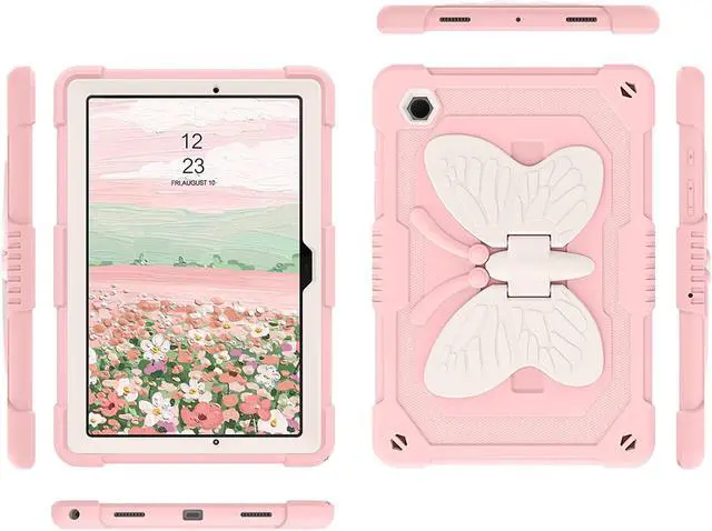 Alt view image 3 of 7 - Galaxy Tab A8 10.5 Case, Samsung Galaxy Tab A8 Case Kids Girls Women Children Butterfly Kickstand Shockproof Protective Tablet Cover for Samsung Tab A8 10.5 inch 2022 [SM-X200/X205/X207], Pink