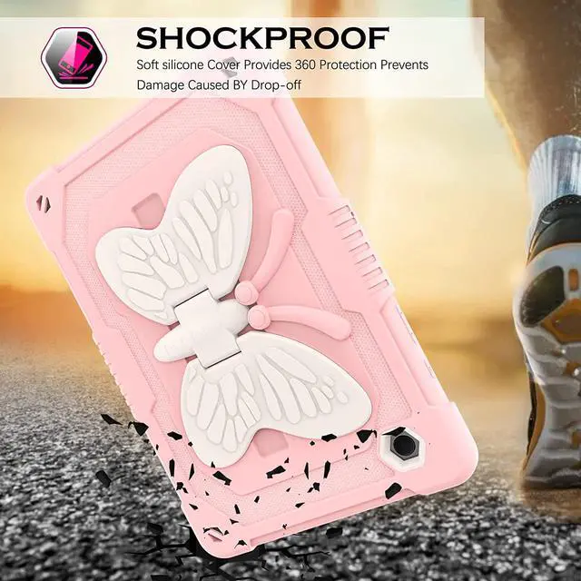 Alt view image 5 of 7 - Galaxy Tab A8 10.5 Case, Samsung Galaxy Tab A8 Case Kids Girls Women Children Butterfly Kickstand Shockproof Protective Tablet Cover for Samsung Tab A8 10.5 inch 2022 [SM-X200/X205/X207], Pink