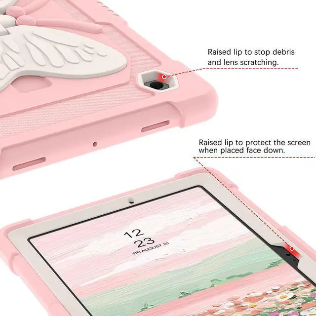 Alt view image 4 of 7 - Galaxy Tab A8 10.5 Case, Samsung Galaxy Tab A8 Case Kids Girls Women Children Butterfly Kickstand Shockproof Protective Tablet Cover for Samsung Tab A8 10.5 inch 2022 [SM-X200/X205/X207], Pink