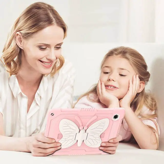 Alt view image 7 of 7 - Galaxy Tab A8 10.5 Case, Samsung Galaxy Tab A8 Case Kids Girls Women Children Butterfly Kickstand Shockproof Protective Tablet Cover for Samsung Tab A8 10.5 inch 2022 [SM-X200/X205/X207], Pink