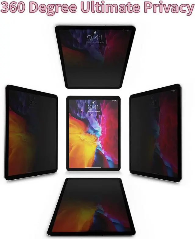 Alt view image 2 of 6 - Screen Protector Anti-Spy, 360 degree, 4 way Privacy Screen Protector Compatible with iPad Air 4 (10.9 inch, Released in 2020-2021) and 11 inch iPad Pro, Removable and Reusable Screen Protector