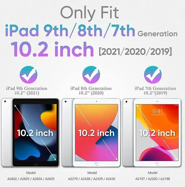 Alt view image 2 of 7 - Case for iPad 9th/8th/7th Generation, iPad 10.2 Case 2021 2020 2019