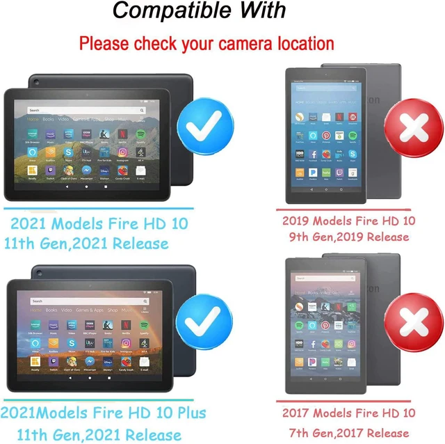 Alt view image 2 of 7 - Fire HD 10 Tablet Case for Kids (2021/2023 Release 11th/13th Generation) Kindle 10 Plus Case Specially Strengthened Four-Corner Double-Layer Shock with Bracket(Blue)