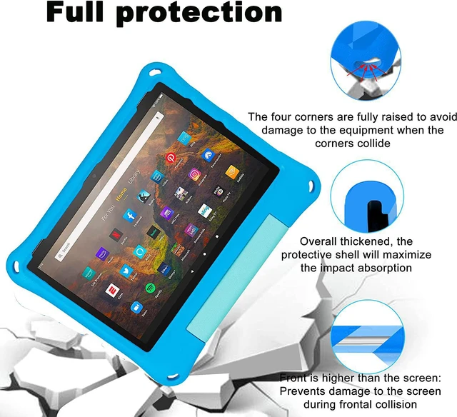 Alt view image 3 of 7 - Fire HD 10 Tablet Case for Kids (2021/2023 Release 11th/13th Generation) Kindle 10 Plus Case Specially Strengthened Four-Corner Double-Layer Shock with Bracket(Blue)