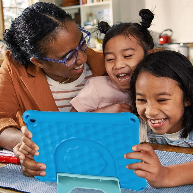 Alt view image 7 of 7 - Fire HD 10 Tablet Case for Kids (2021/2023 Release 11th/13th Generation) Kindle 10 Plus Case Specially Strengthened Four-Corner Double-Layer Shock with Bracket(Blue)