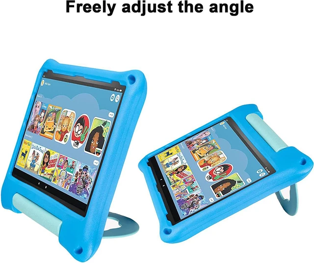 Alt view image 6 of 7 - Fire HD 10 Tablet Case for Kids (2021/2023 Release 11th/13th Generation) Kindle 10 Plus Case Specially Strengthened Four-Corner Double-Layer Shock with Bracket(Blue)