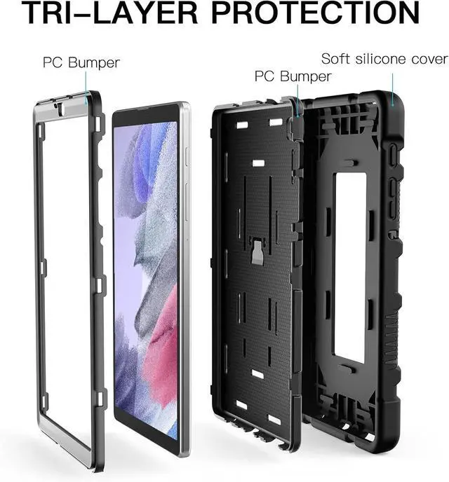 Alt view image 5 of 6 - Case for  Galaxy Tab A7 Lite 8.7 Inch 2021 (SM-T220/T225) Slim Heavy Duty Shockproof Rugged High Impact Protective Case Black