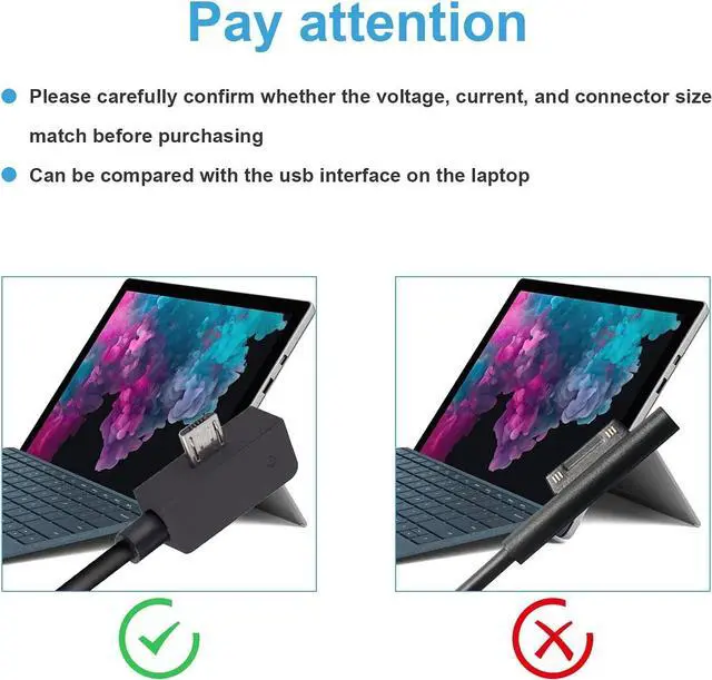 Alt view image 7 of 7 - Surface 3 Charger 13W 5.2V 2.5A AC Power Adapter Charger Cord Replacement for Microsoft Surface 3, Model 1623 1624 1645 Tablet with USB Charging Port 4.9Ft Cable-1.5m(Not Compatible Surface Pro 3)