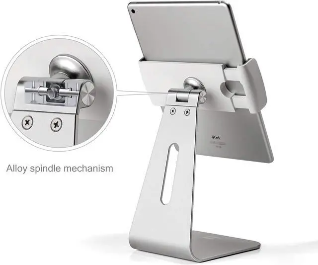Alt view image 5 of 7 - iPad Pro Stand Tablet Stands 360° Rotatable Aluminum Alloy Desktop Mount Stand Compatible with 7-13inch iPad Pro iPadAir iPad Mini Surface and Surface Pro (Silver General)
