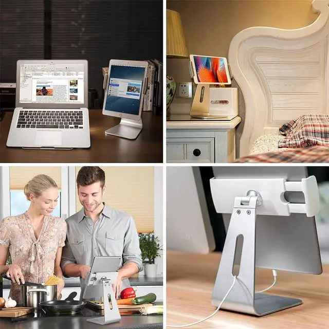 Alt view image 6 of 7 - iPad Pro Stand Tablet Stands 360° Rotatable Aluminum Alloy Desktop Mount Stand Compatible with 7-13inch iPad Pro iPadAir iPad Mini Surface and Surface Pro (Silver General)