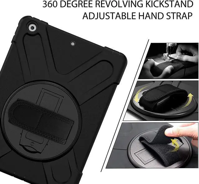 Alt view image 5 of 6 - TSQ Case for iPad Case 9th/8th/7th Generation with Screen Protector for Kids | Military Grade Shockproof Protective with Stand Hand Shoulder Strap Cover for iPad 9th 8th 7th Gen 10.2 Inch| Black