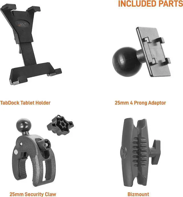 Alt view image 4 of 7 - iBOLT TabDock Bizmount Clamp Heavy Duty Post/Pole Mount for Stationary Bikes, Gym Equipment, Treadmills, Ellipticals, Carts, Wheelchairs, Hospital Patient Care Etc. for All 7-10 inch Tablets