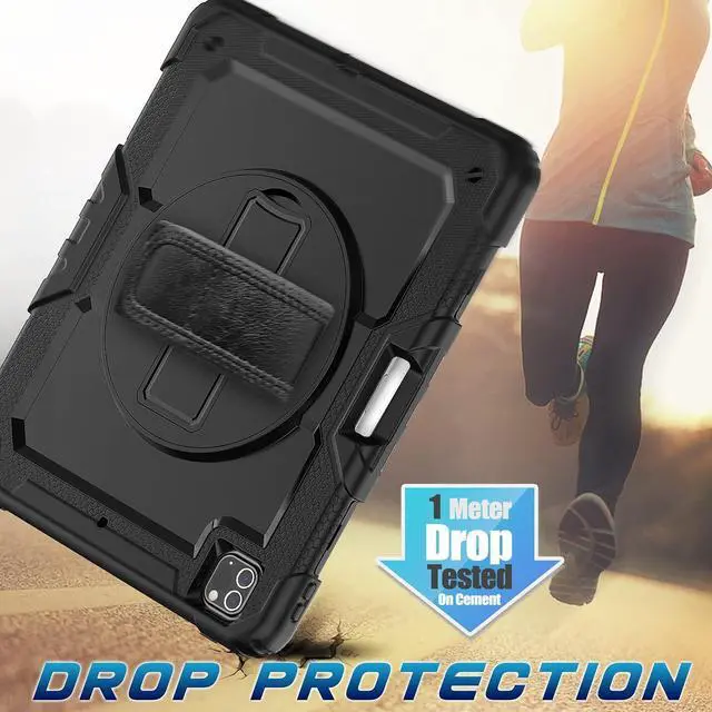 Alt view image 6 of 7 - iPad Pro 12.9 Case (iPad Pro 12.9 Inch 3rd/ 4th/ 5th/ 6th Generation Case): with Strong Protection, Screen Protector, Hand Strap, Shoulder Strap, Rotating Stand, Pencil Holder - Black