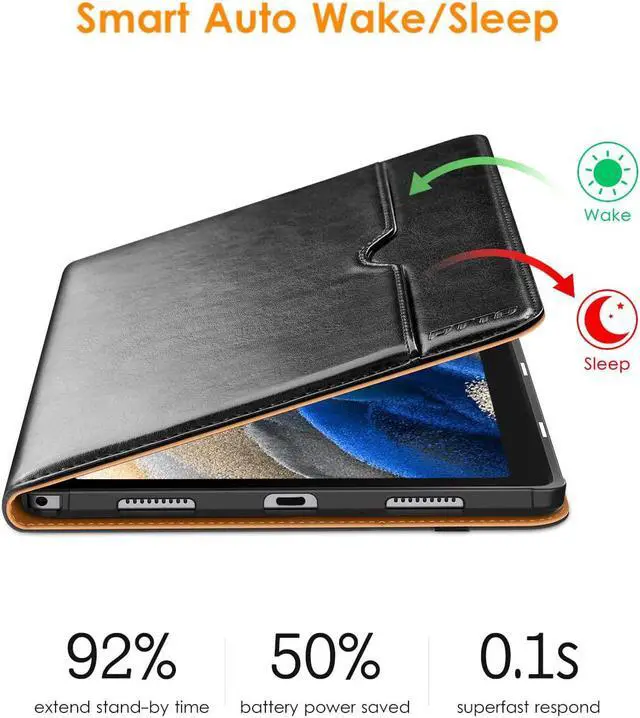 Alt view image 5 of 7 - for  Galaxy Tab A8 10.5 inch Case 2022 Premium Leather Business Folio Stand Cover with Built-in Hand Strap for  Galaxy Tab A8 10.5 2022 Model [SM-X200/X205/X207] Black